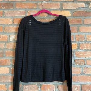 14th & Union Black Sheer Striped Long Sleeve Shirt Size Small